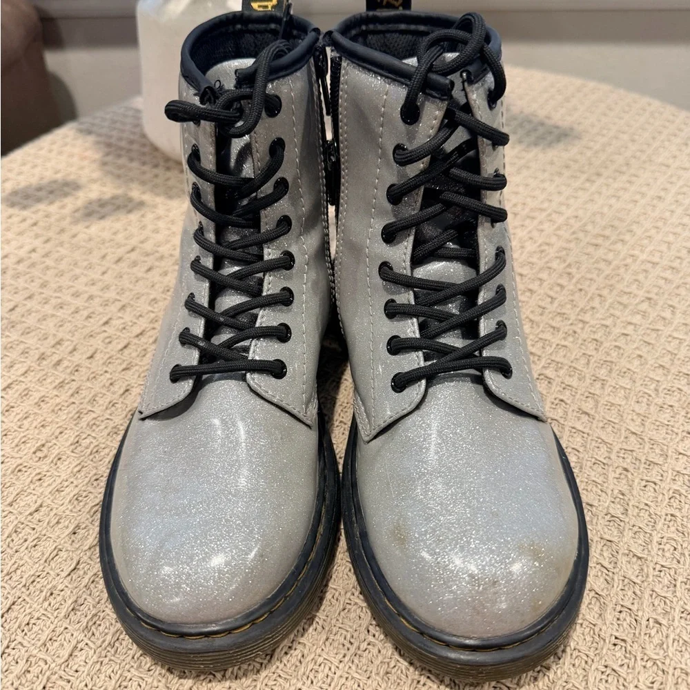 Doc Dr. Martens 1460 Silver Glitter J Boot AirWair Womens Size 3